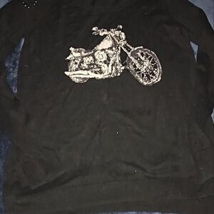 Black Sweater with Motorcycle Design Large For Sale Only No Trades